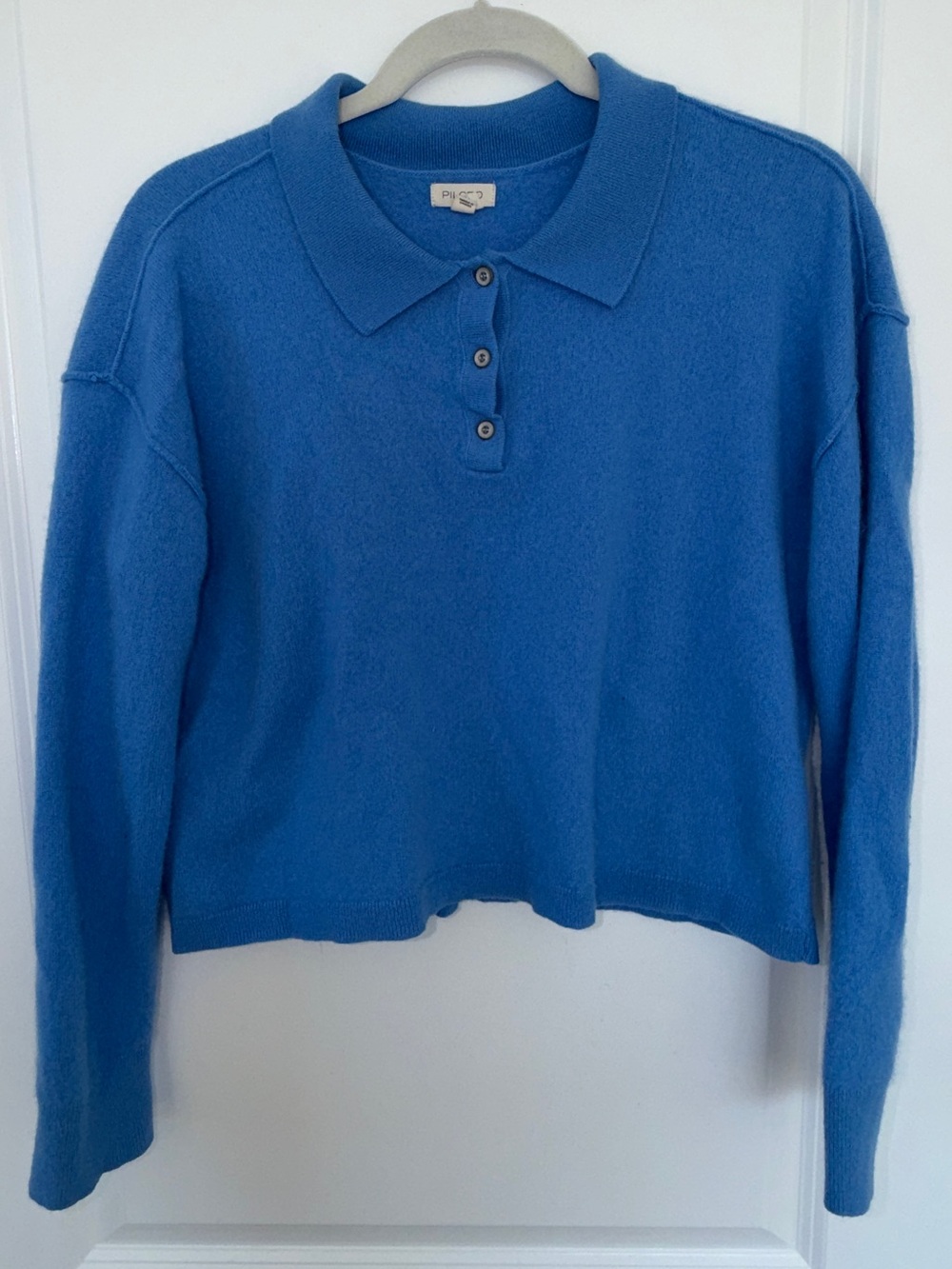 Anthropologie Pilcro 100% Cashmere Blue Polo Sweater XL
